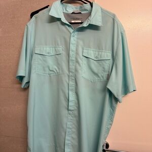 Columbia Omni Shade Solid Green Shirt Men's L Sun Protection